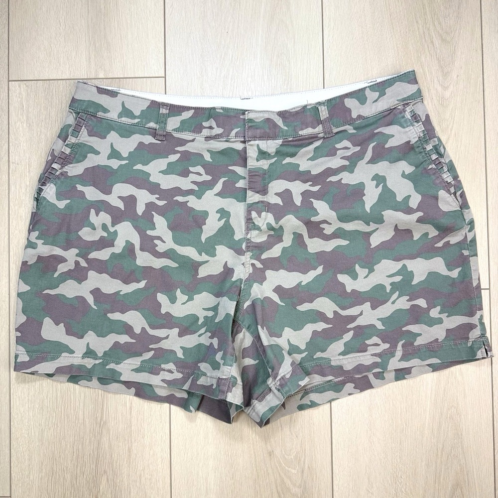 Lane Bryant Size 18 Women's Camo Utility Shorts‎ Stretch Cotton Green Military